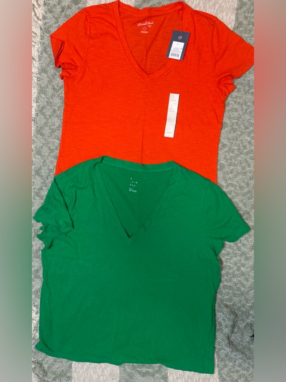 a new day Orange and Green V-Neck Tee Duo